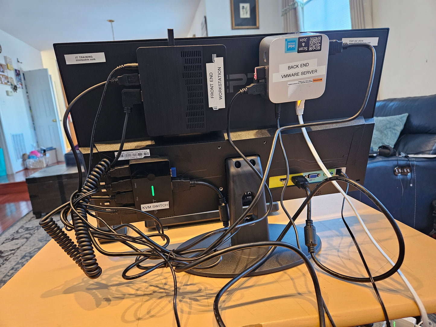 Trinitech Custom built 2 in 1 Combo, including a VMware Server(16GB RAM, 1.5TB SSD, 2.5TB SSD Storage, Vmware Exsi) & a Windows 11 Pro Workstation (8GB RAM, 512GB SSD) connected with a KVM switch for an IT Production Environment,Home Lab or IT Projects.