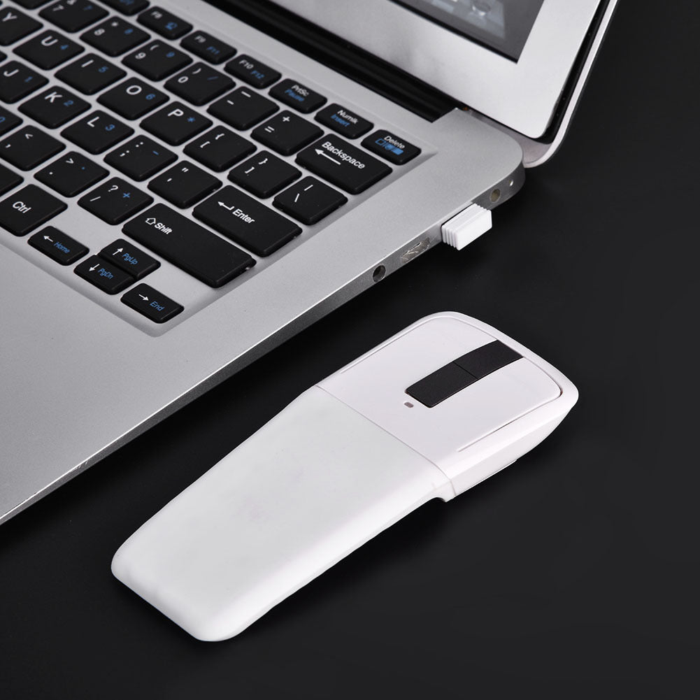 2.4GHz Foldable Wireless Arc Touch Mouse Mice USB Receiver For pc NoteBook Smart TV White