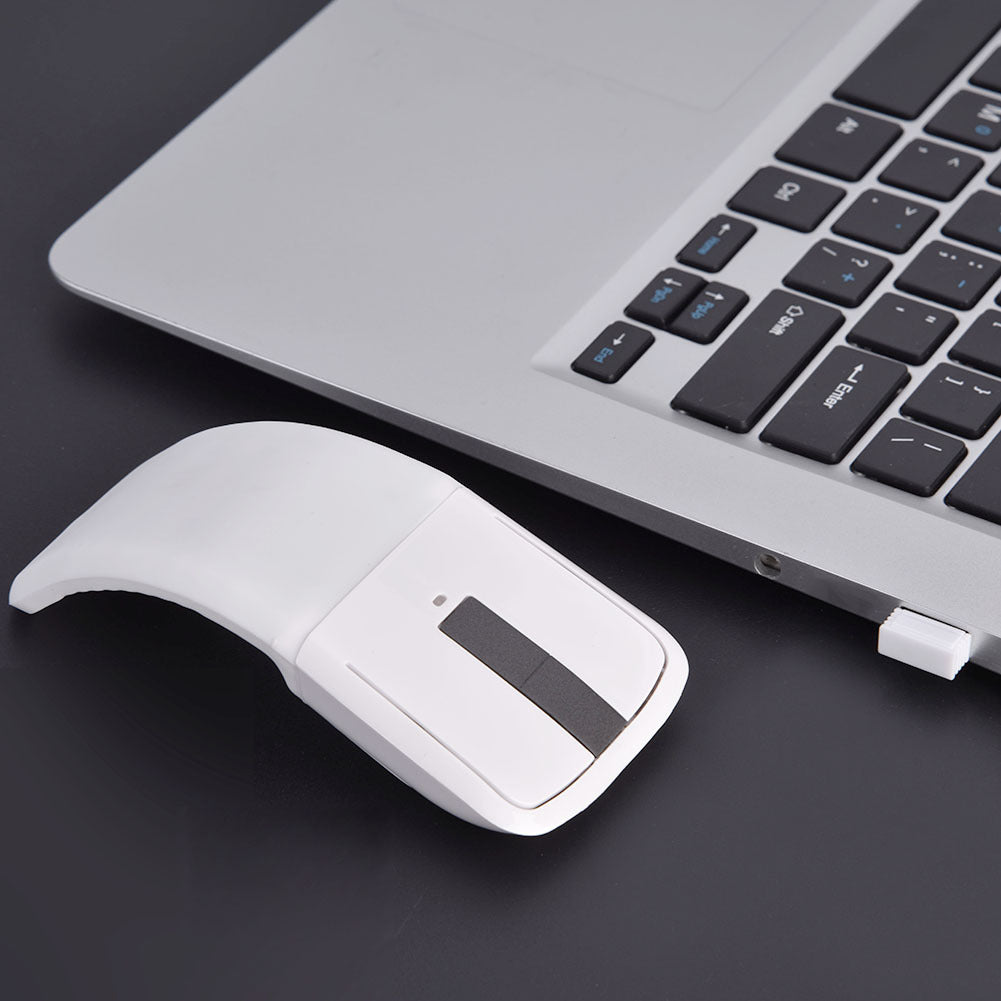 2.4GHz Foldable Wireless Arc Touch Mouse Mice USB Receiver For pc NoteBook Smart TV White