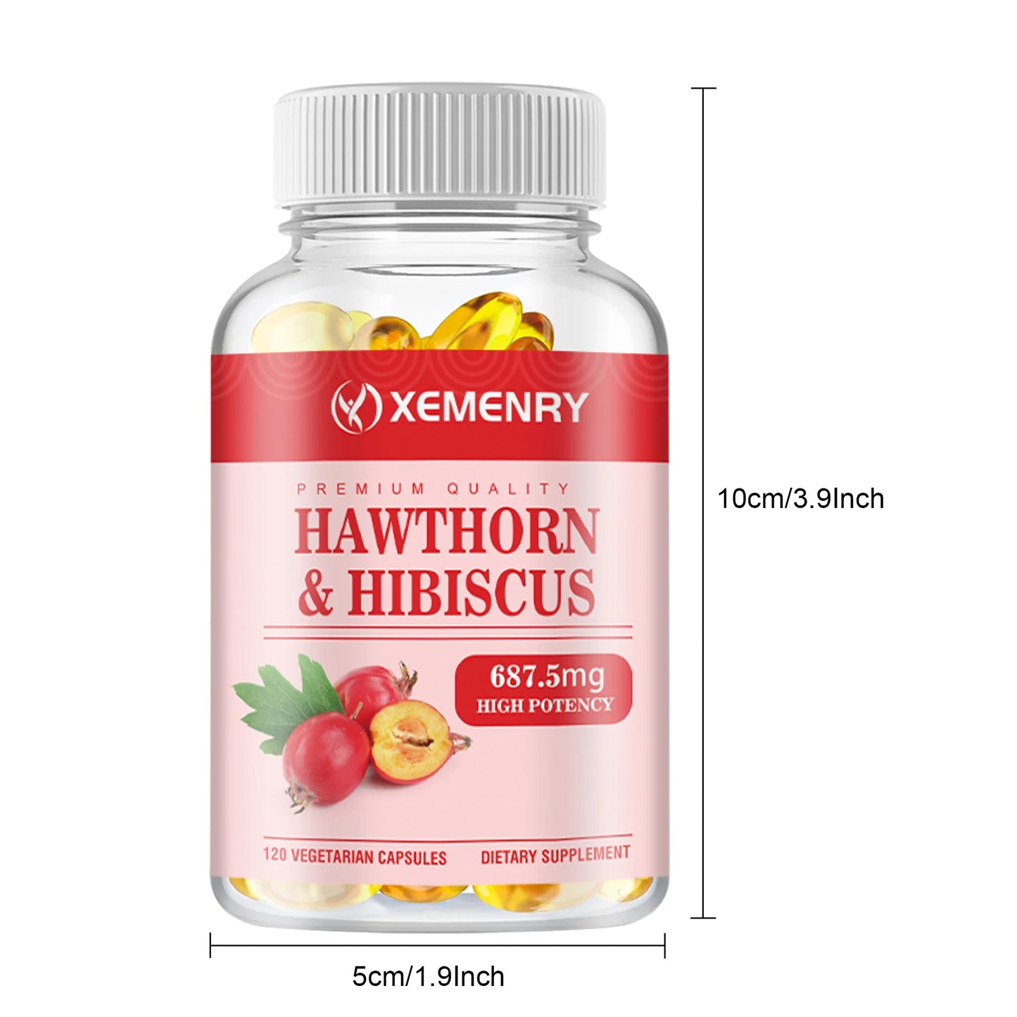 Hawthorn & Hibiscus Supplement - Heart Health, and Improves Blood Circulation - 120 Capsules