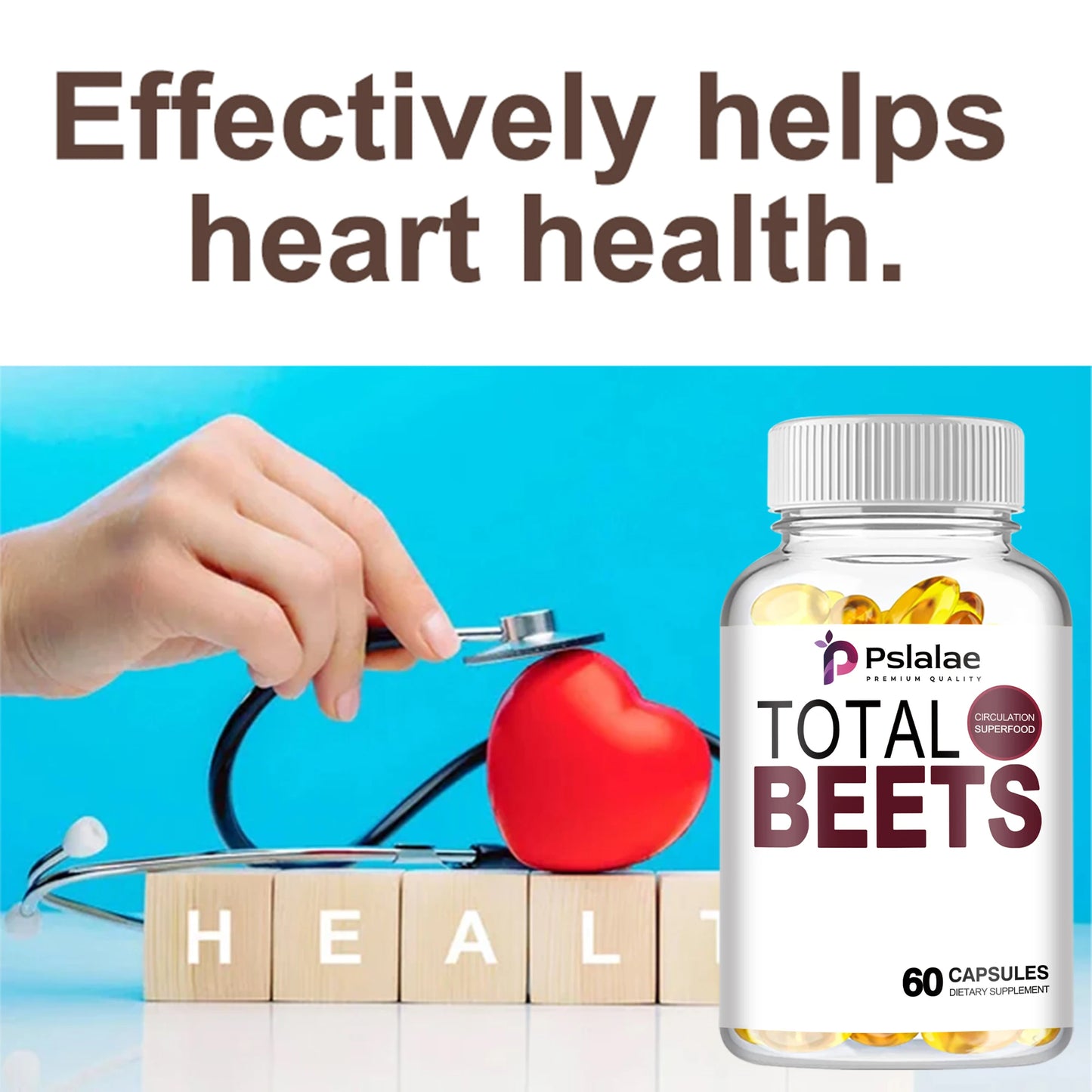Total Beet Capsules - Supports Heart Health, Circulation, Immune System and Digestive System - 60 Capsules