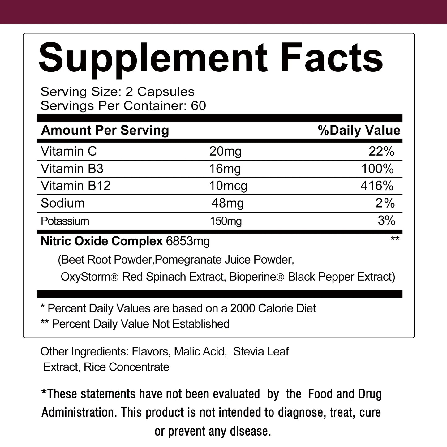 Nitric Oxide Supplement - with Beetroot - Energy, Strength & Endurance Support - 120 Capsules
