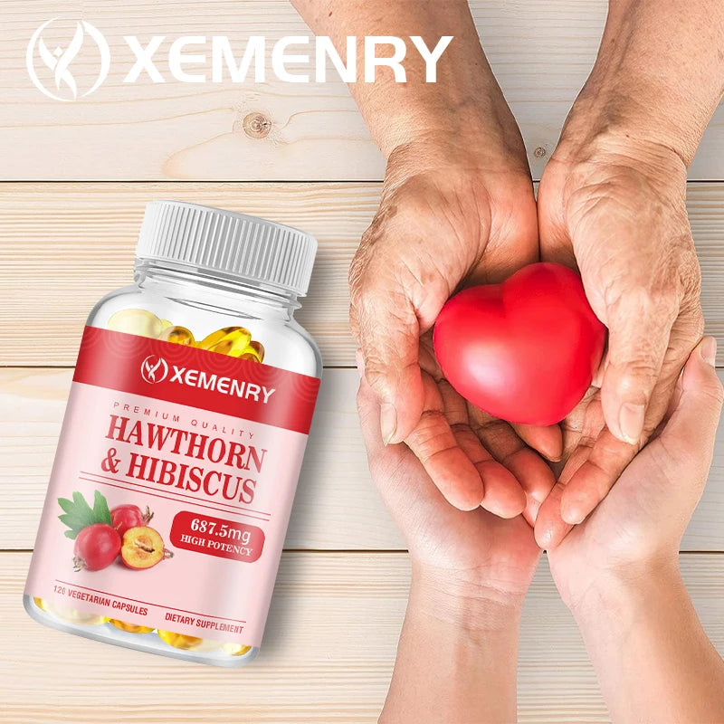 Hawthorn & Hibiscus Supplement - Heart Health, and Improves Blood Circulation - 120 Capsules