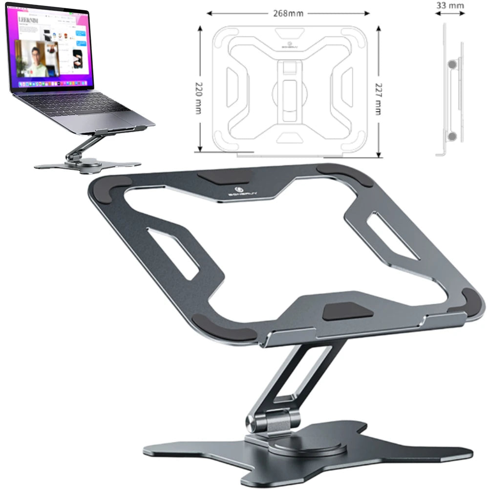 Foldable Laptop Stand Aluminum Alloy Lifting Cooling Notebook Support Bracket 360°Rotatable Tablet Holder Base for MacBook Pro