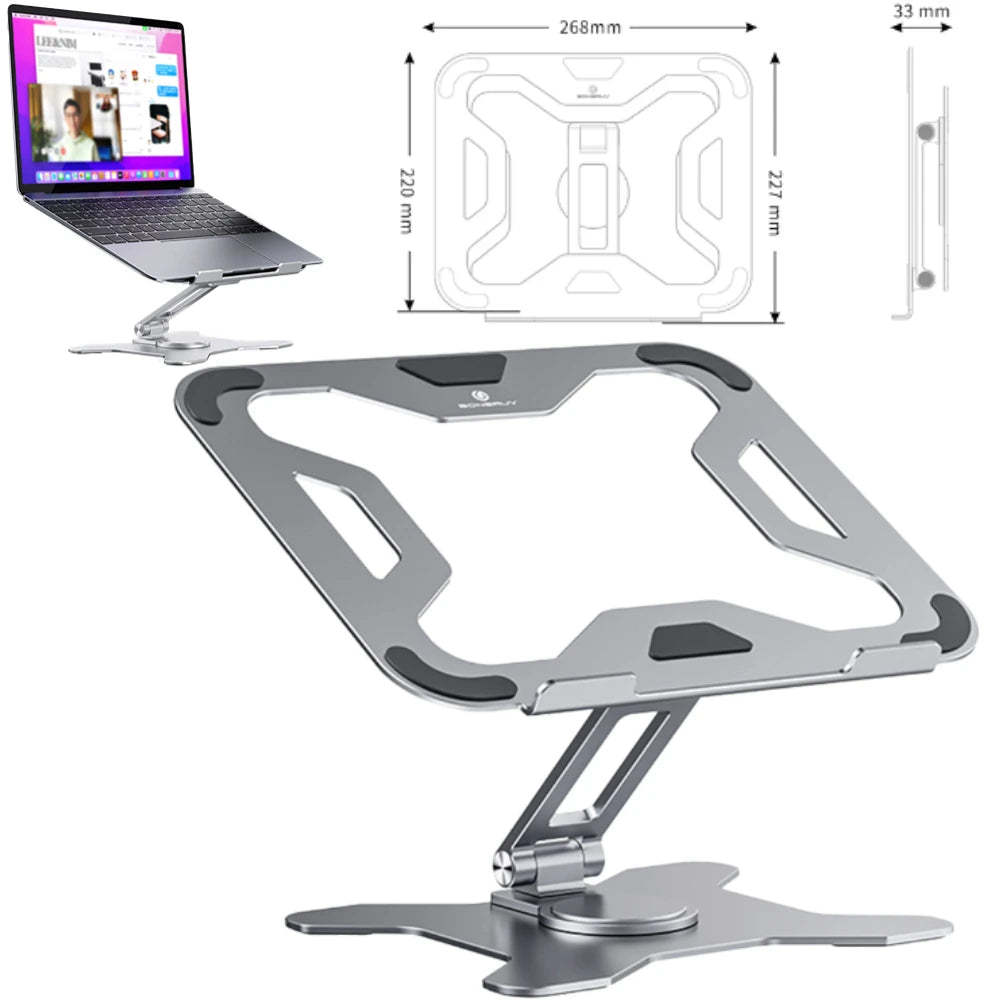 Foldable Laptop Stand Aluminum Alloy Lifting Cooling Notebook Support Bracket 360°Rotatable Tablet Holder Base for MacBook Pro