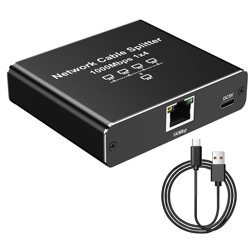 1 To 4 RJ45 Splitter High Speed 1000Mbps Internet Splitter Adapter 4 Devices Simultaneously Networking for Cat5/5e/6/7/8 Cable