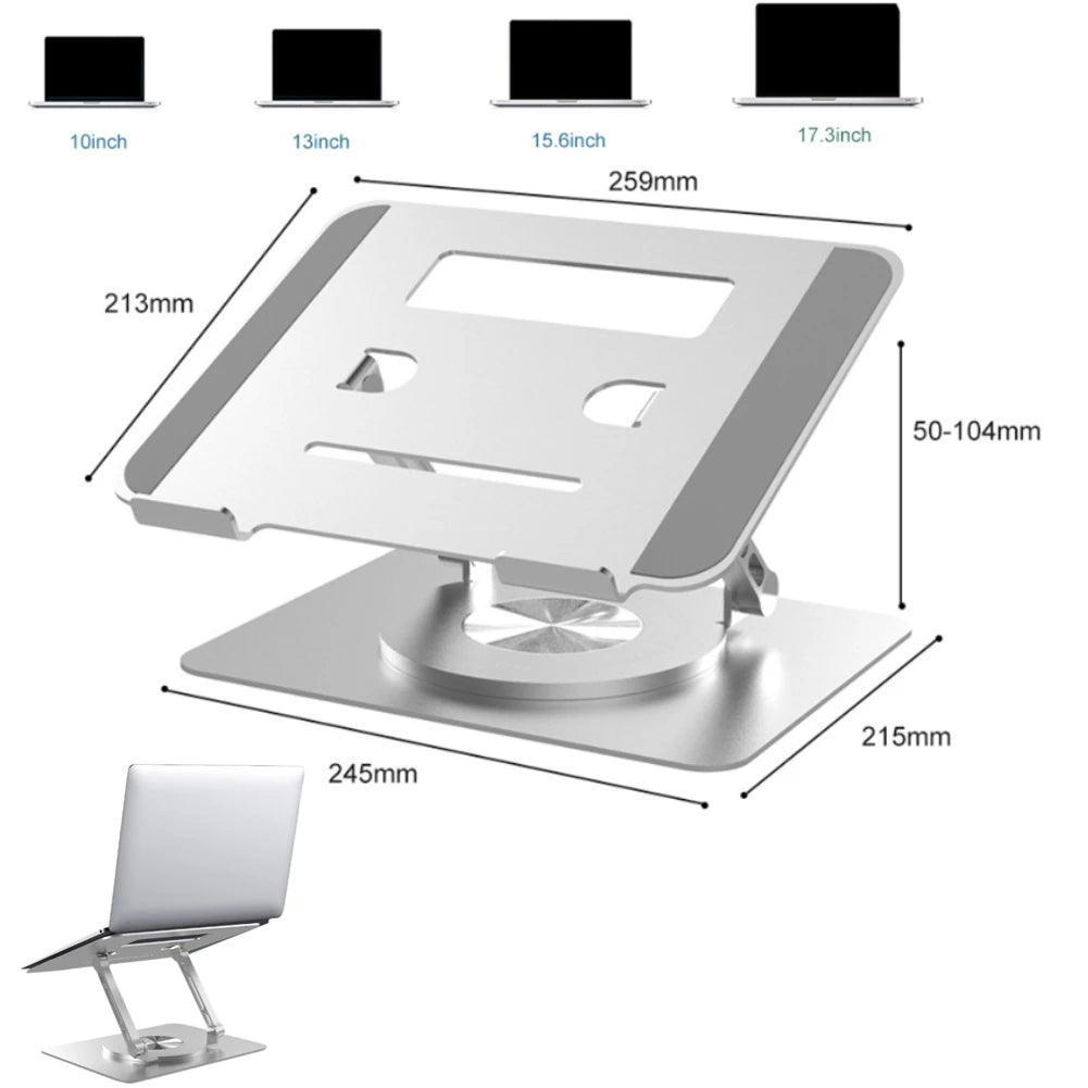 Foldable Laptop Stand Aluminum Alloy Lifting Cooling Notebook Support Bracket 360°Rotatable Tablet Holder Base for MacBook Pro