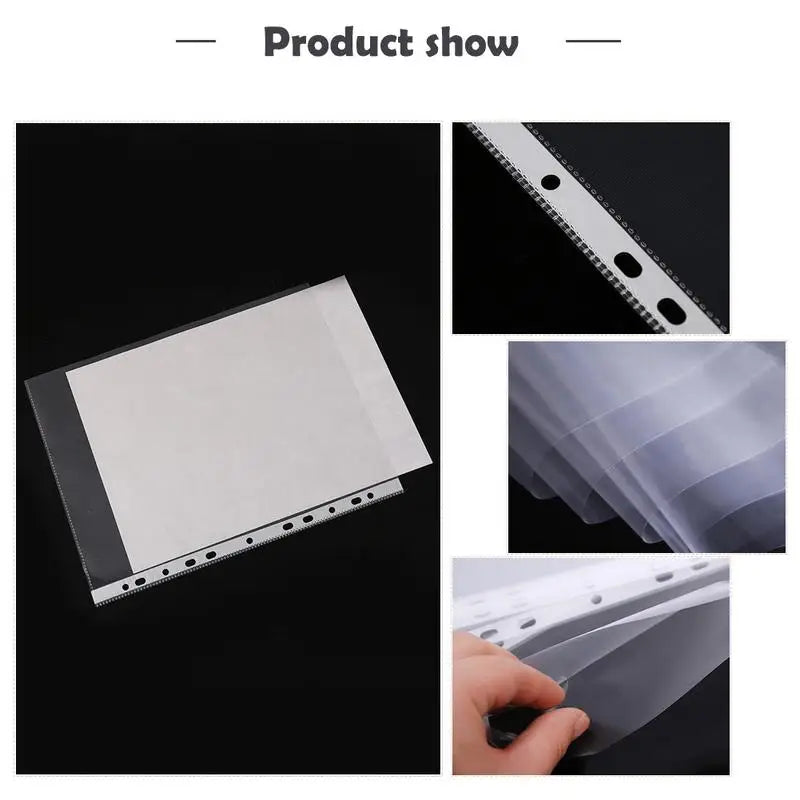 100pcs A4 Sheet Protectors 11holes Transparent Plastic Bag Paper Organizer Document Bag Clear File Bag For Loose Leaf Documents