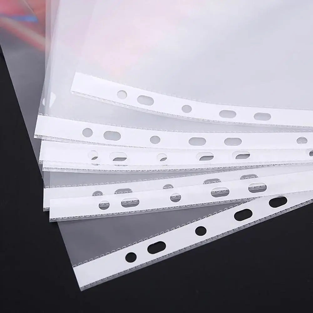 100pcs A4 Sheet Protectors 11holes Transparent Plastic Bag Paper Organizer Document Bag Clear File Bag For Loose Leaf Documents