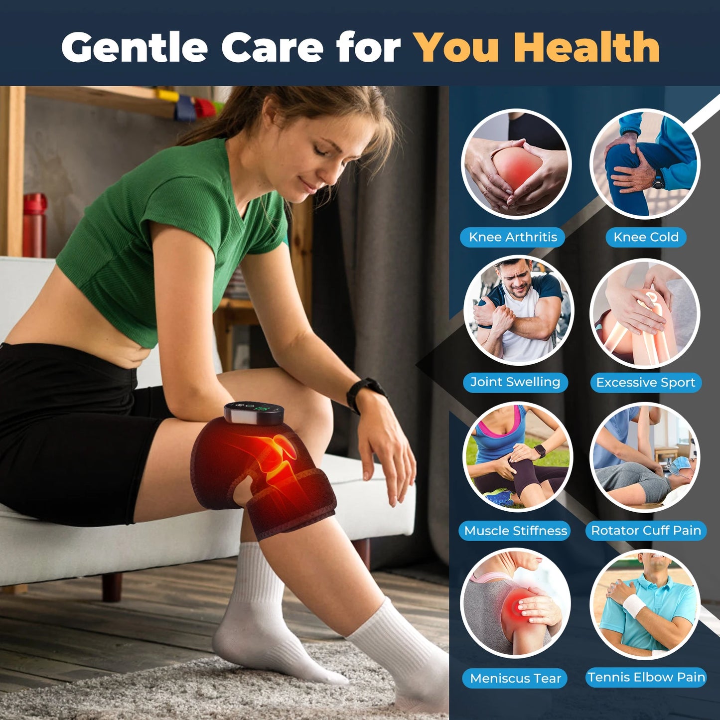Electric Knee Heating Pad Thermal Therapy Heated Knee Brace Support for Arthritis Joint Pain Relief Elbow Leg Shoulder Warmer