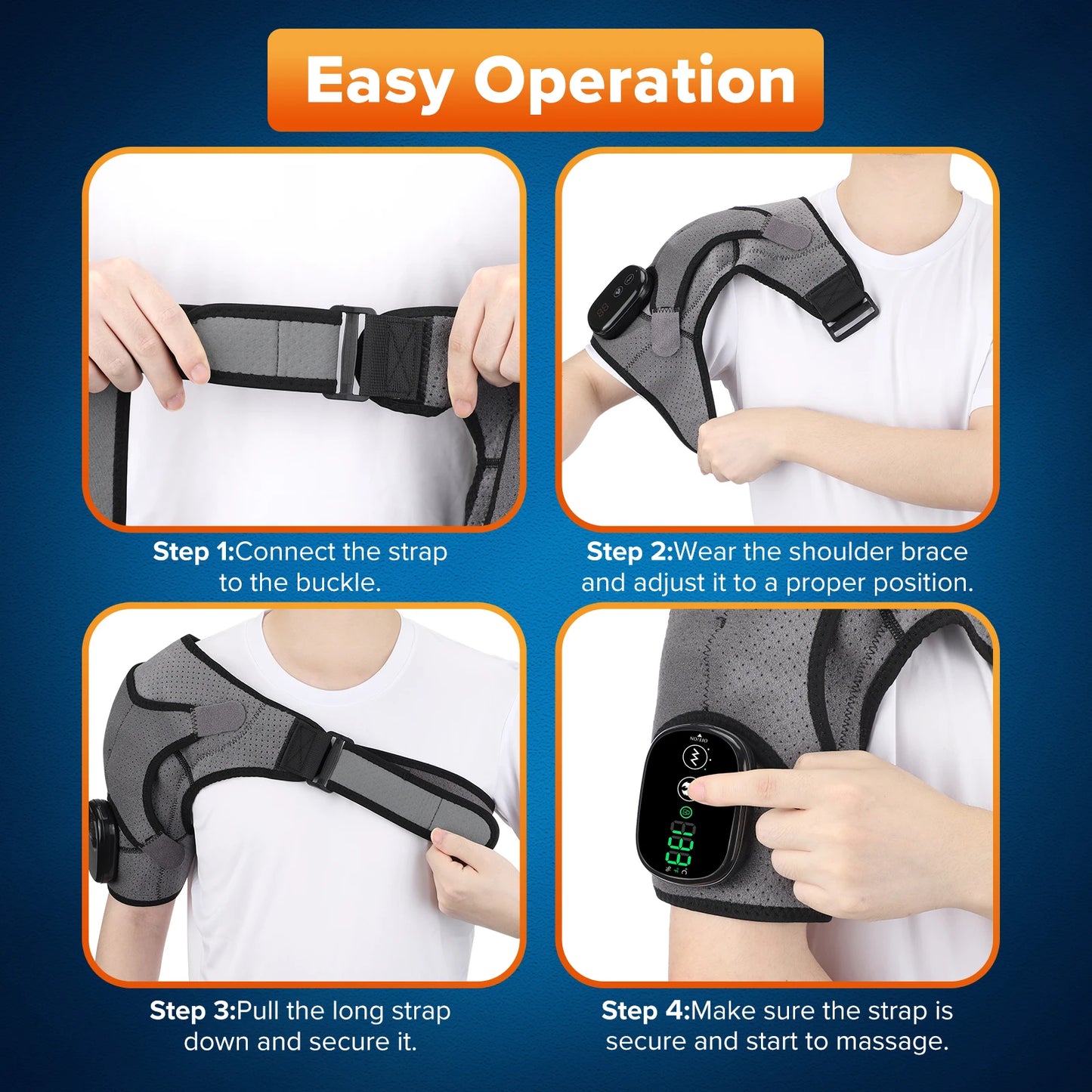 Electric Heating Pad Shoulder Vibration Massager Physiotherapy Arthritis Joint Pain Relief Belt Elbow Support Brace Thermal Wrap