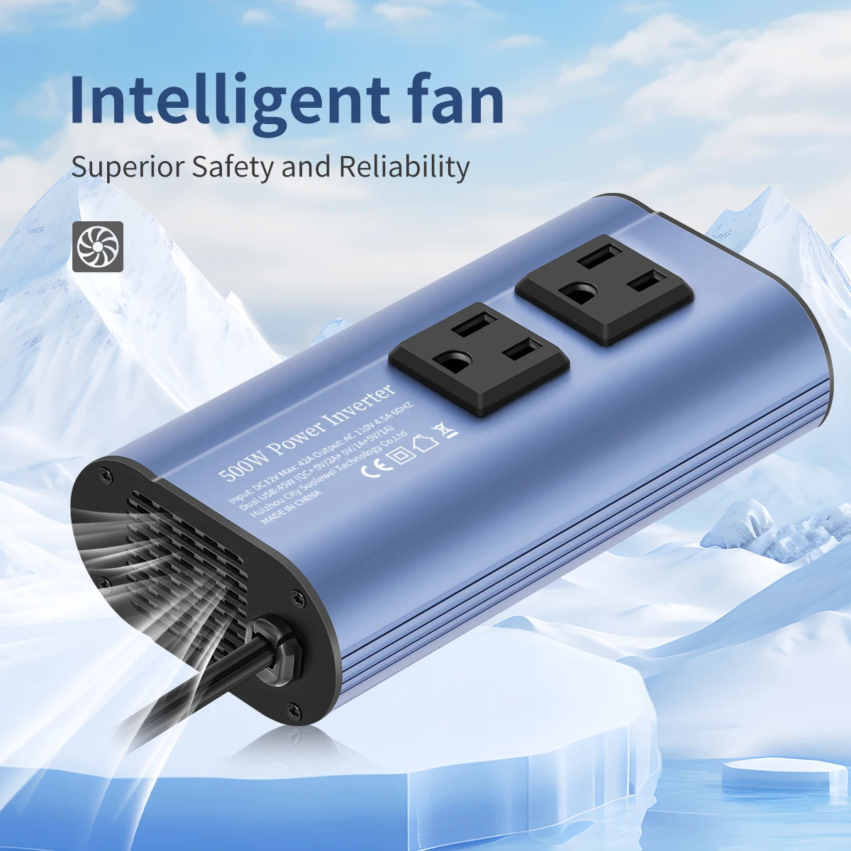Modified Frequency Inverter Double receptacle 4USB 500W DC12V To AC110V Ports Car Adapter Portable Inverter