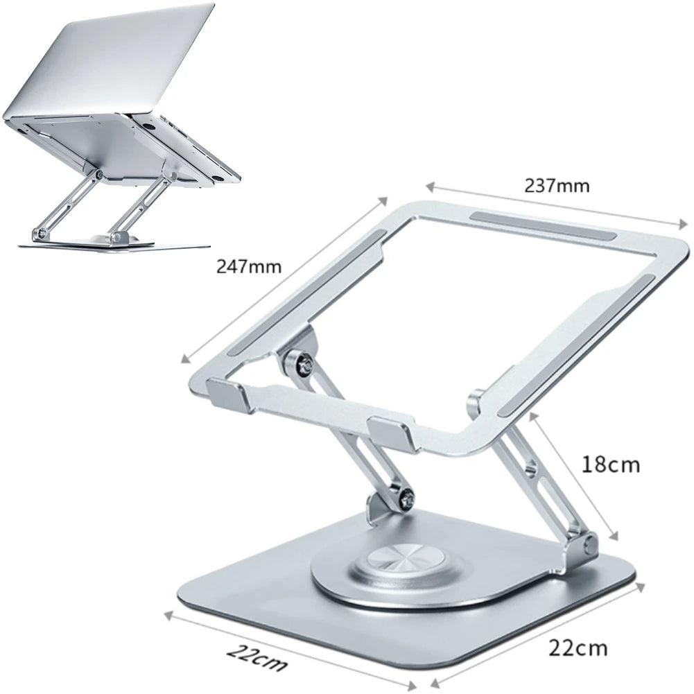 Foldable Laptop Stand Aluminum Alloy Lifting Cooling Notebook Support Bracket 360°Rotatable Tablet Holder Base for MacBook Pro
