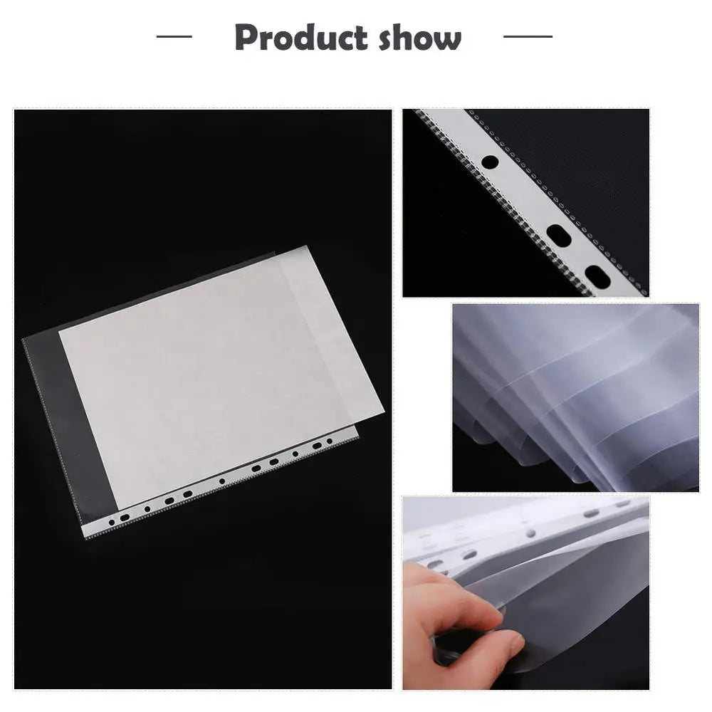 100pcs A4 Sheet Protectors 11holes Transparent Plastic Bag Paper Organizer Document Bag Clear File Bag For Loose Leaf Documents
