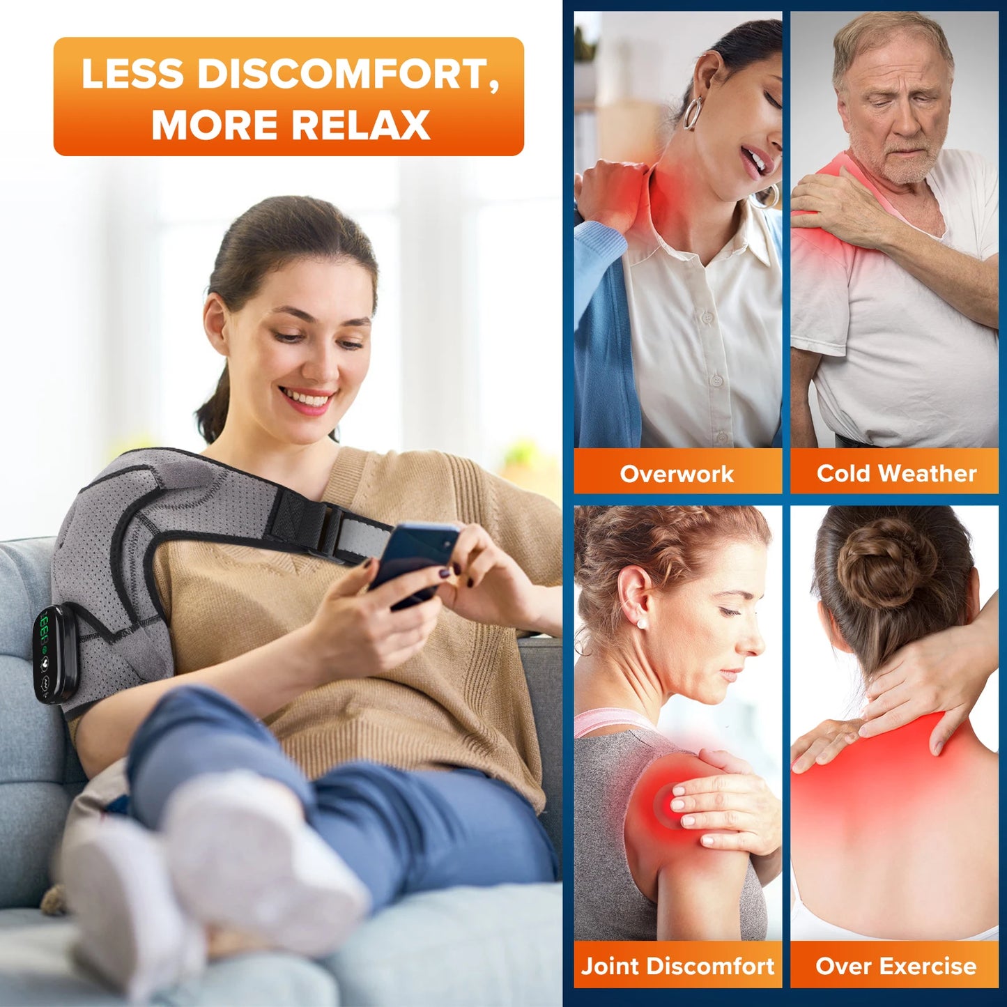 Electric Heating Pad Shoulder Vibration Massager Physiotherapy Arthritis Joint Pain Relief Belt Elbow Support Brace Thermal Wrap