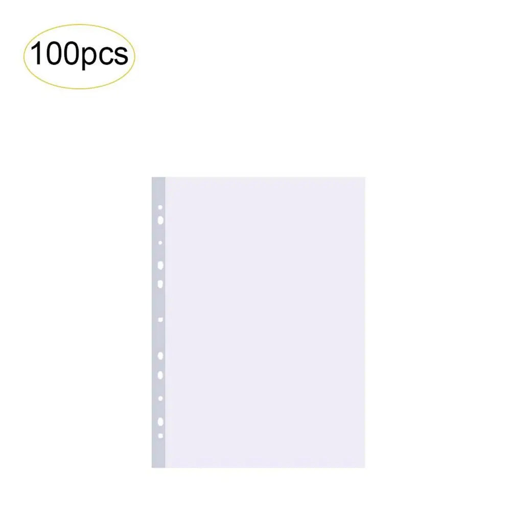 100pcs A4 Sheet Protectors 11holes Transparent Plastic Bag Paper Organizer Document Bag Clear File Bag For Loose Leaf Documents
