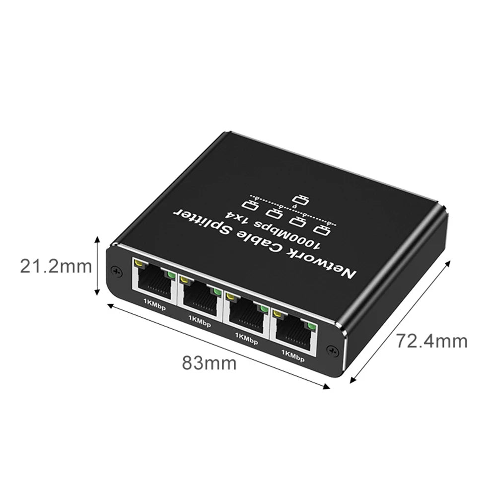 1 To 4 RJ45 Splitter High Speed 1000Mbps Internet Splitter Adapter 4 Devices Simultaneously Networking for Cat5/5e/6/7/8 Cable