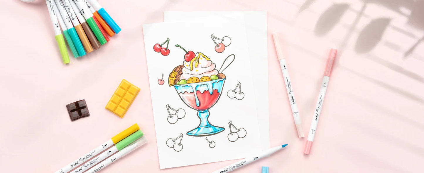 Ohuhu Markers Paper-friendly Water-based Coloring Markers Dual Brush Fineliner Tips Markers Coloring Books Art Markers Beginner